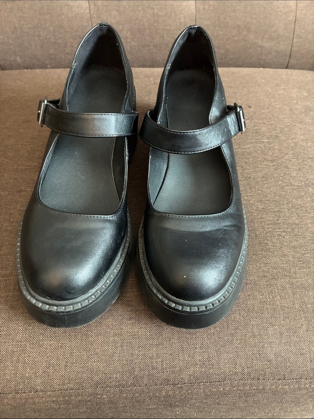 Chunky Mary Jane Platform Shoes - Black